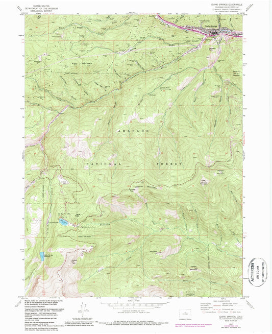 Classic USGS Idaho Springs Colorado 7.5'x7.5' Topo Map Image