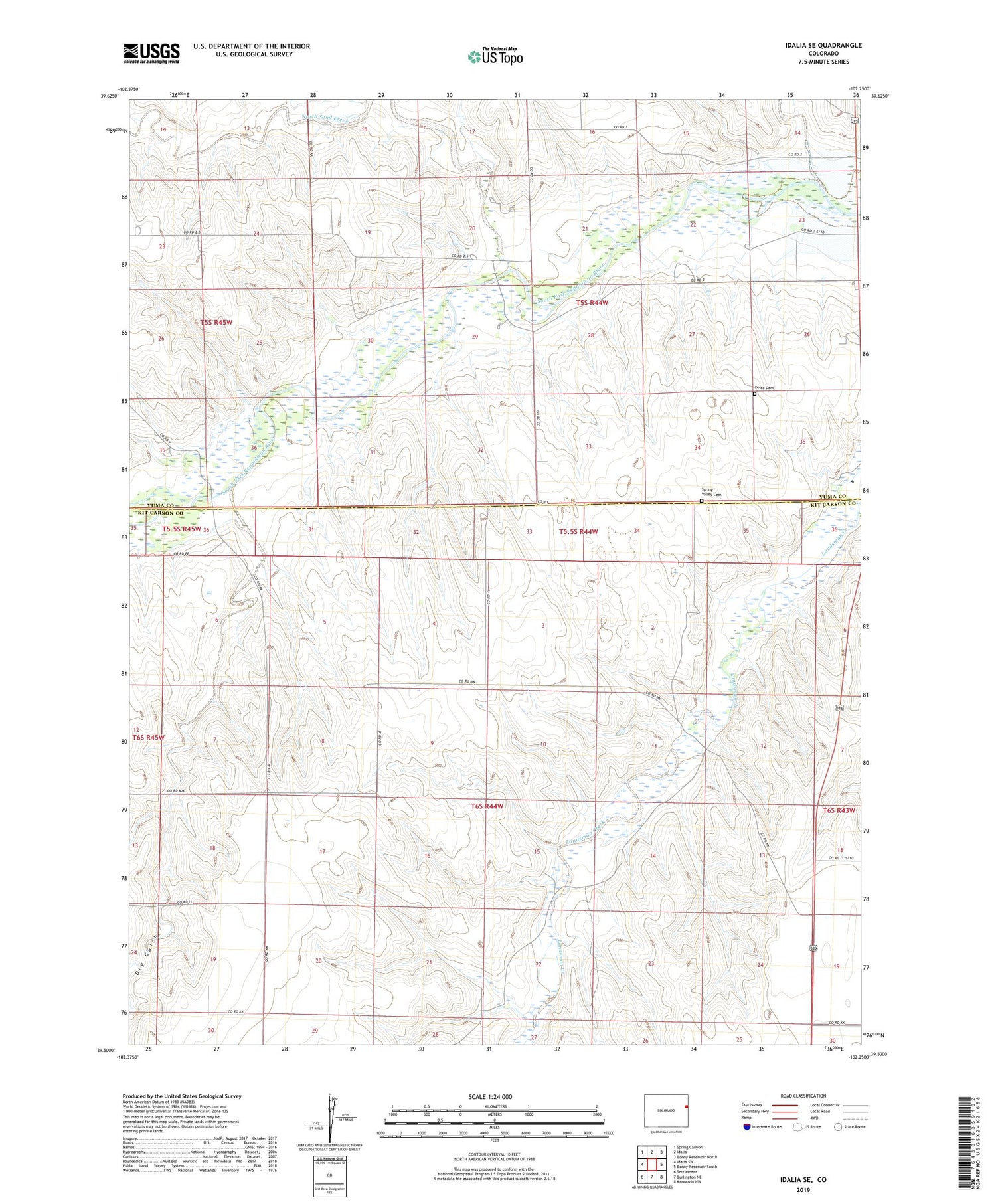 Idalia SE Colorado US Topo Map Image
