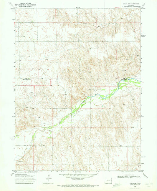 Classic USGS Idalia SW Colorado 7.5'x7.5' Topo Map Image