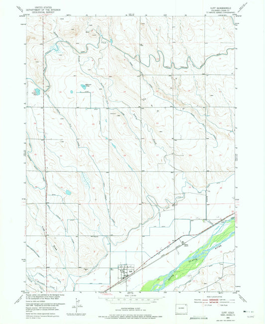 Classic USGS Iliff Colorado 7.5'x7.5' Topo Map Image
