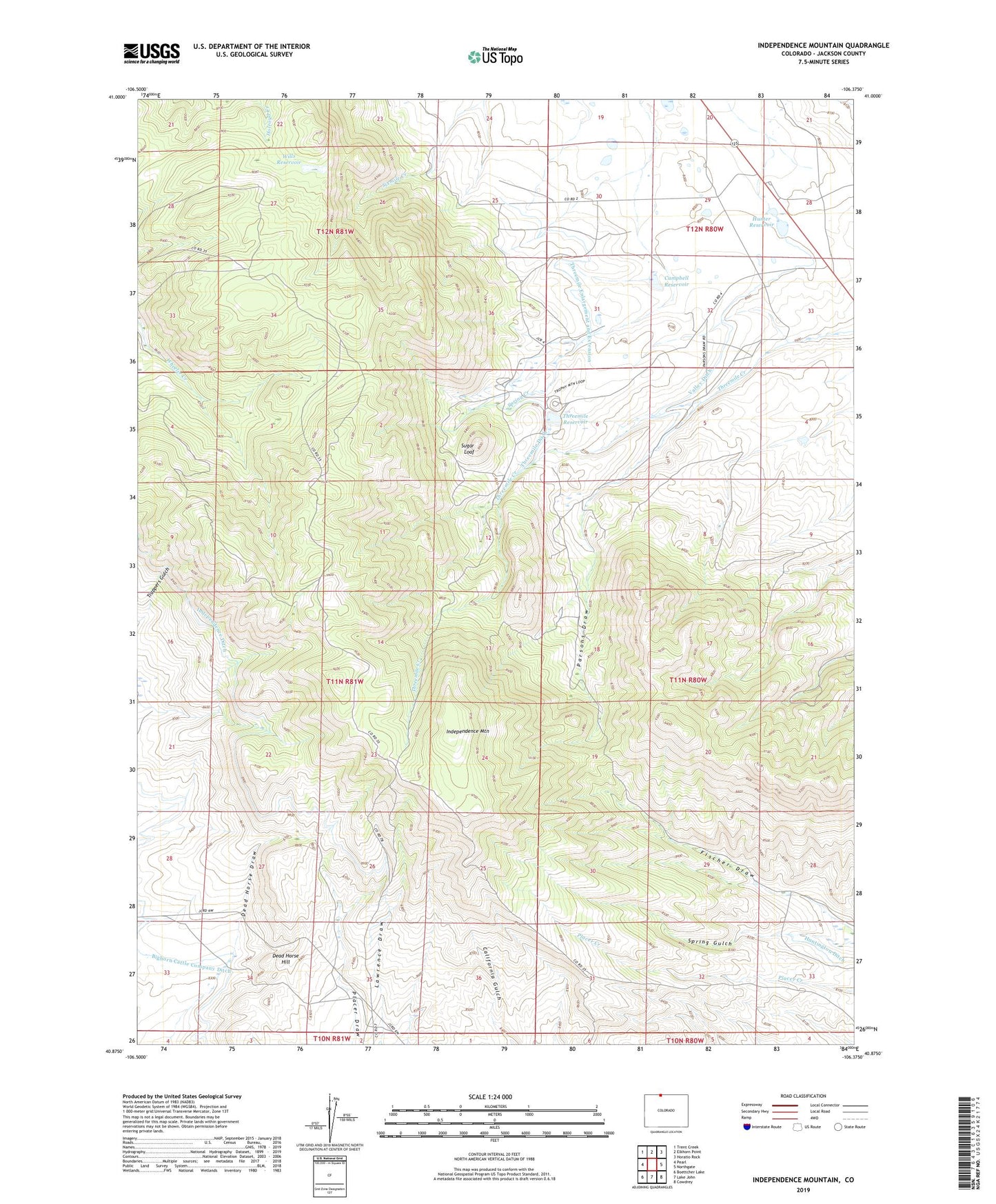 Independence Mountain Colorado US Topo Map Image