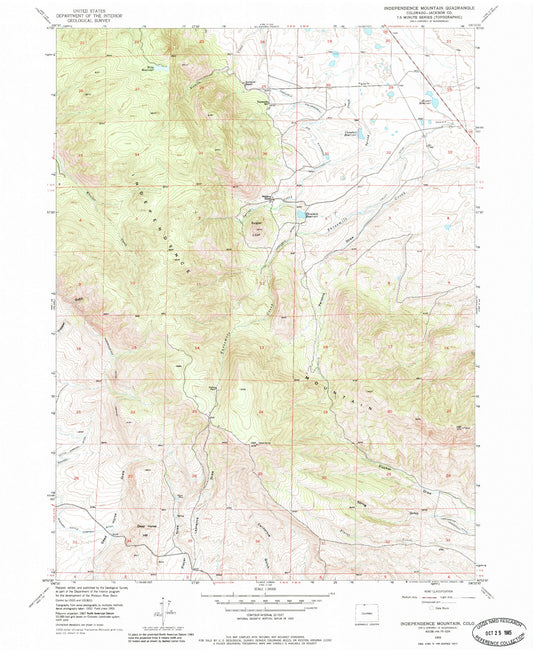 Classic USGS Independence Mountain Colorado 7.5'x7.5' Topo Map Image