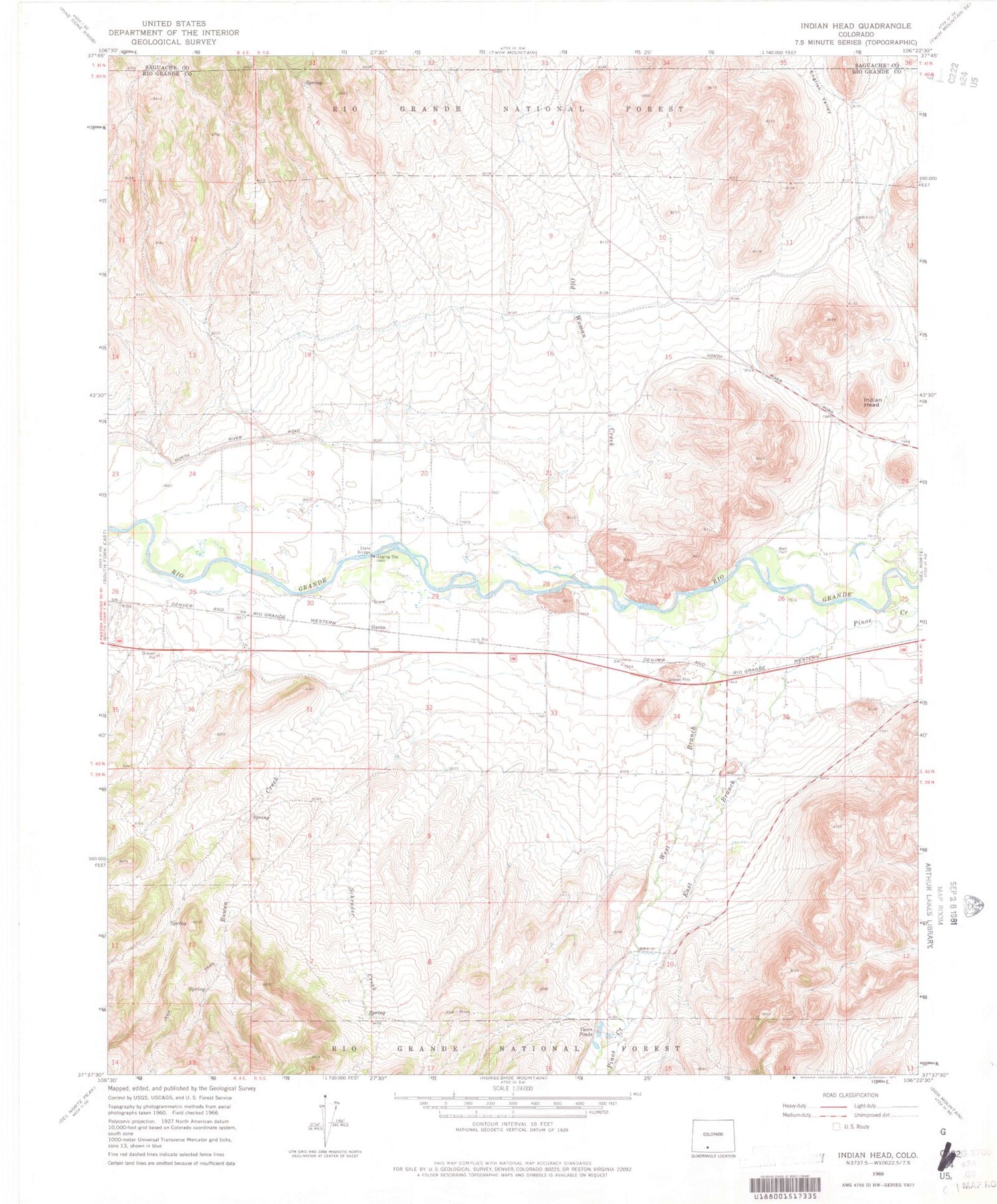 Classic USGS Indian Head Colorado 7.5'x7.5' Topo Map Image