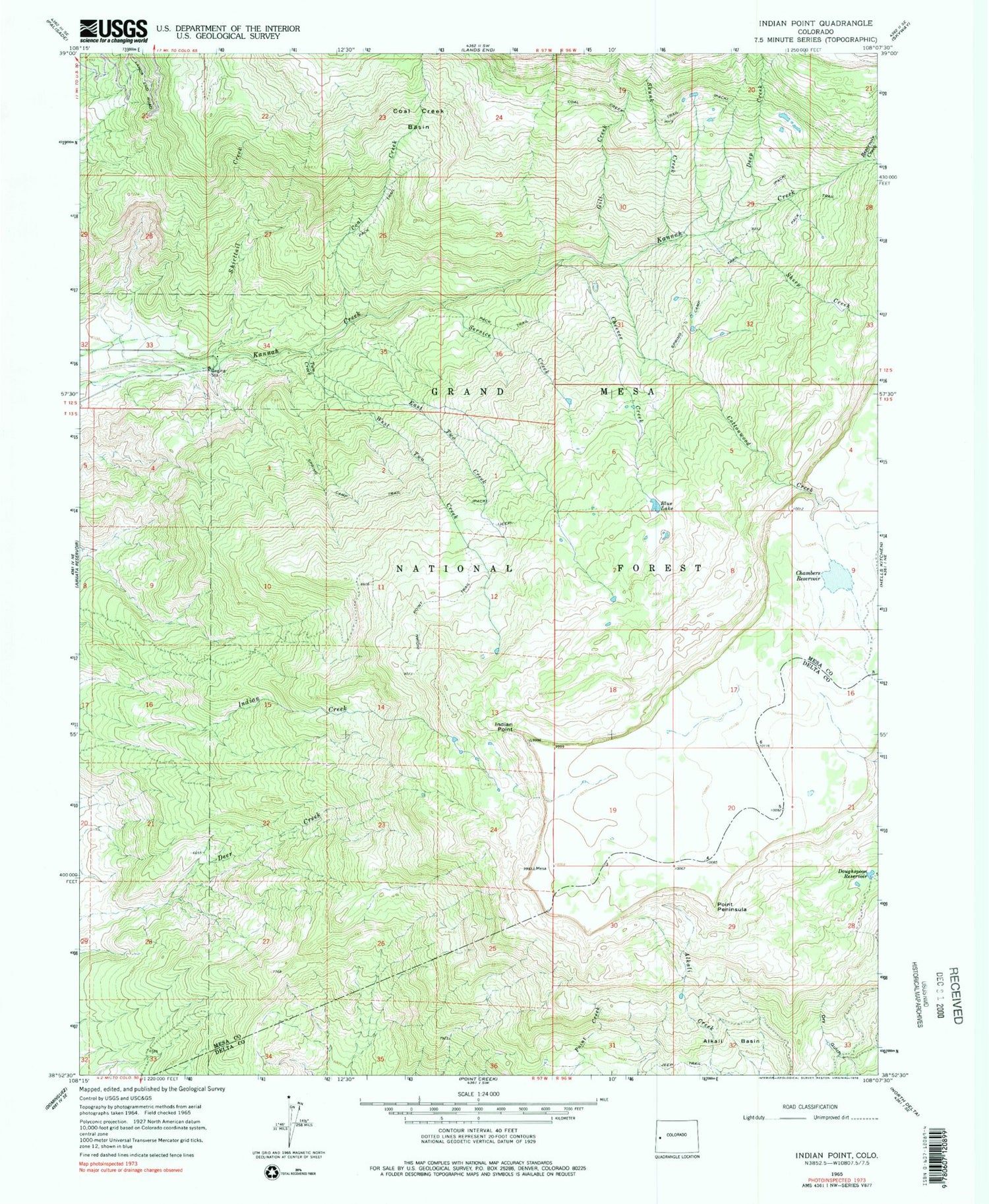 Classic USGS Indian Point Colorado 7.5'x7.5' Topo Map Image