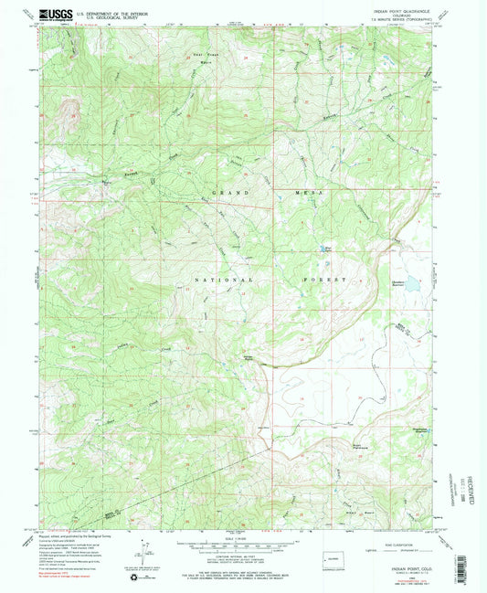 Classic USGS Indian Point Colorado 7.5'x7.5' Topo Map Image