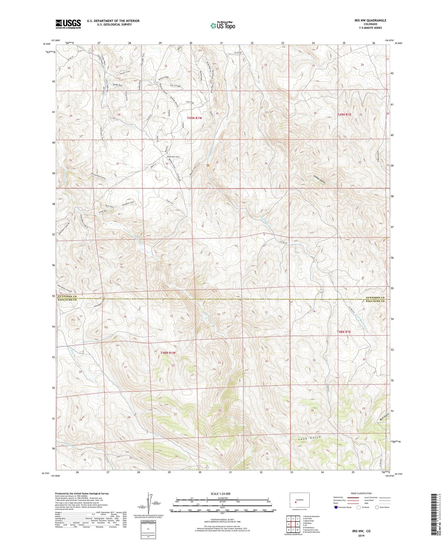 Iris NW Colorado US Topo Map Image