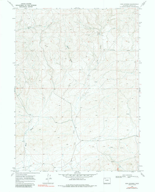 Classic USGS Iron Springs Colorado 7.5'x7.5' Topo Map Image