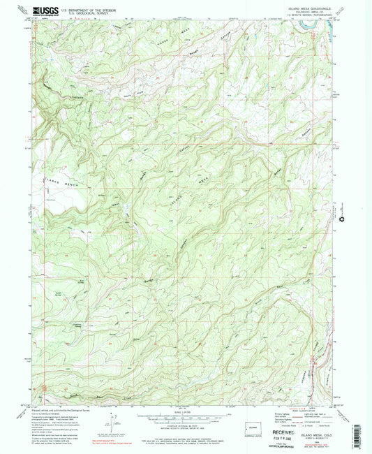 Classic USGS Island Mesa Colorado 7.5'x7.5' Topo Map Image