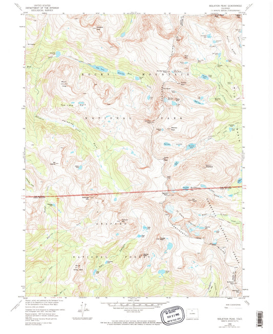 USGS Classic Isolation Peak Colorado 7.5'x7.5' Topo Map Image