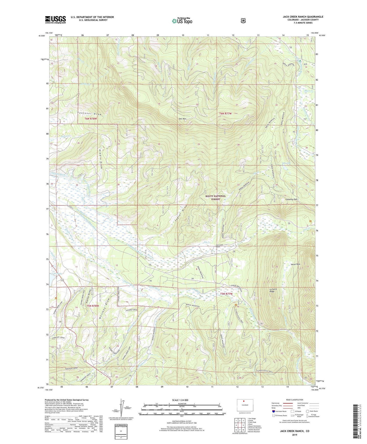 Jack Creek Ranch Colorado US Topo Map Image