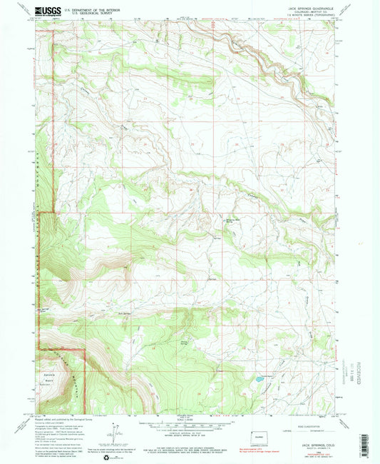 Classic USGS Jack Springs Colorado 7.5'x7.5' Topo Map Image