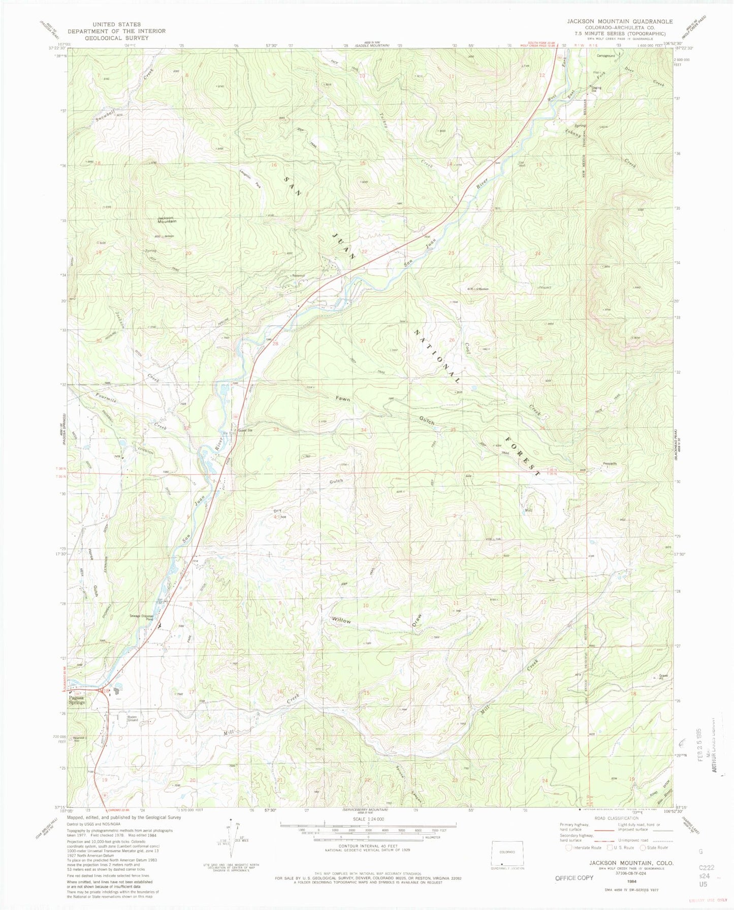 Classic USGS Jackson Mountain Colorado 7.5'x7.5' Topo Map Image