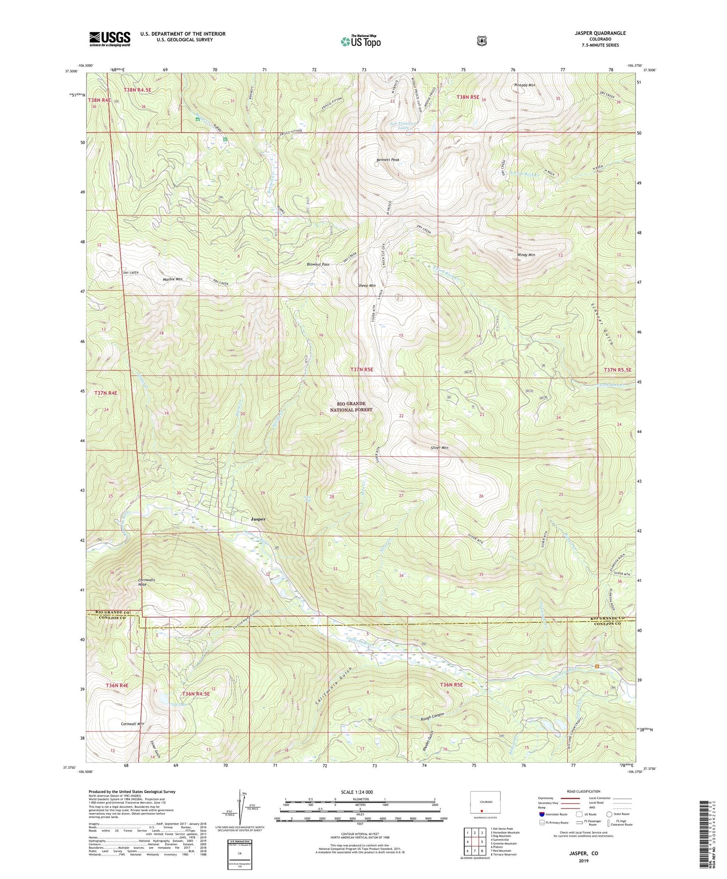 Jasper Colorado US Topo Map Image