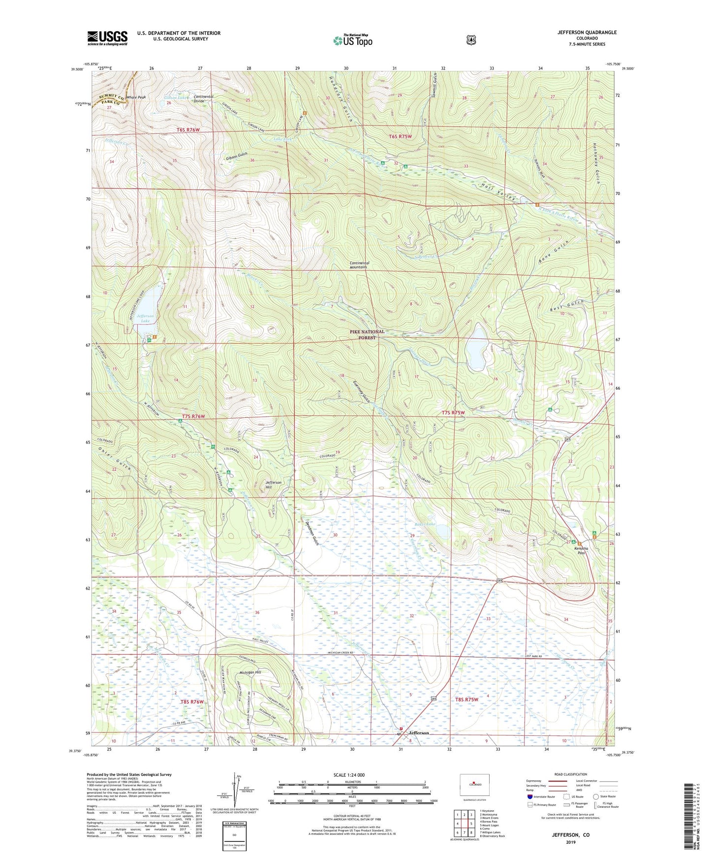 Jefferson Colorado US Topo Map Image