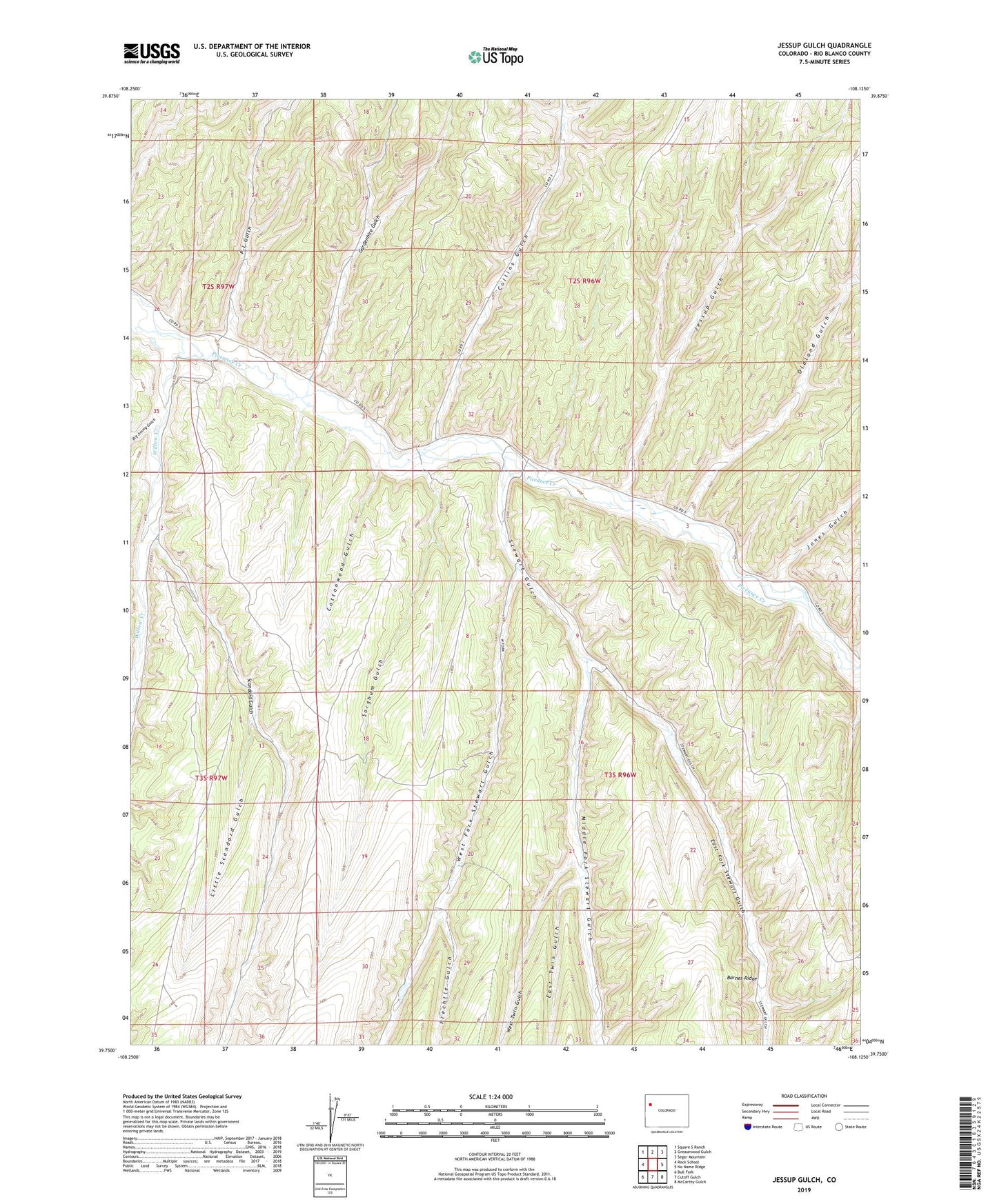 Jessup Gulch Colorado US Topo Map Image