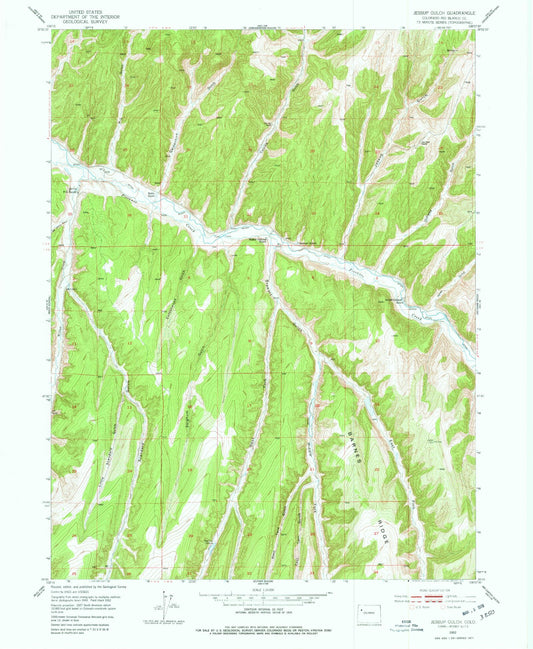 Classic USGS Jessup Gulch Colorado 7.5'x7.5' Topo Map Image