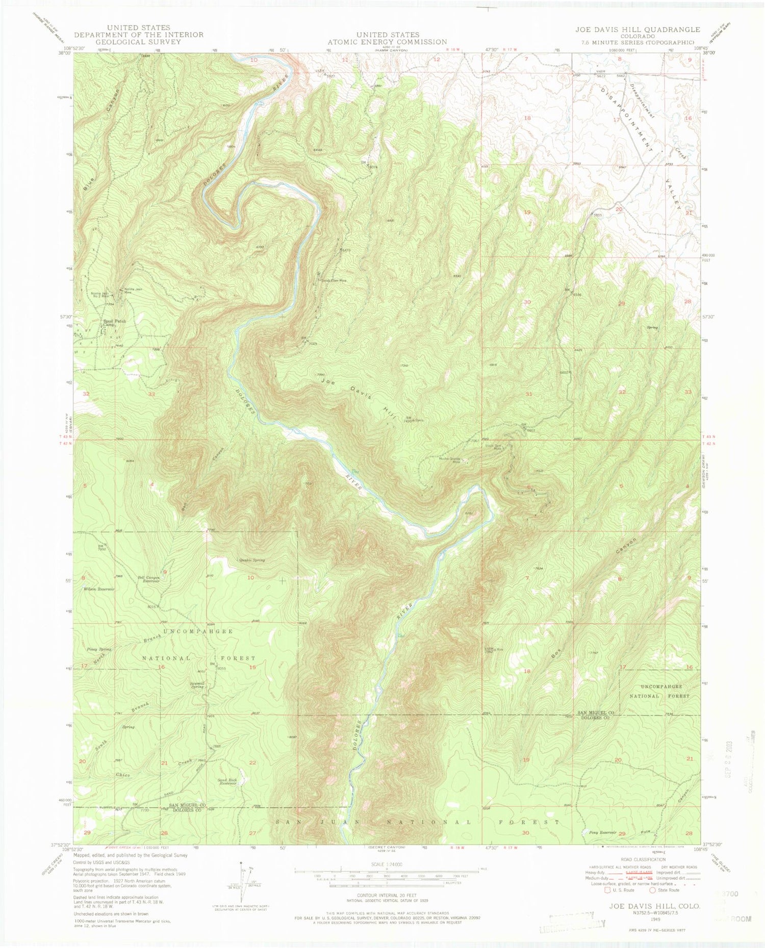 Classic USGS Joe Davis Hill Colorado 7.5'x7.5' Topo Map Image