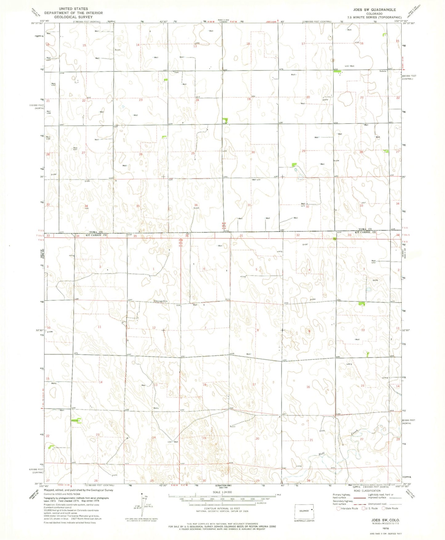 Classic USGS Joes SW Colorado 7.5'x7.5' Topo Map Image