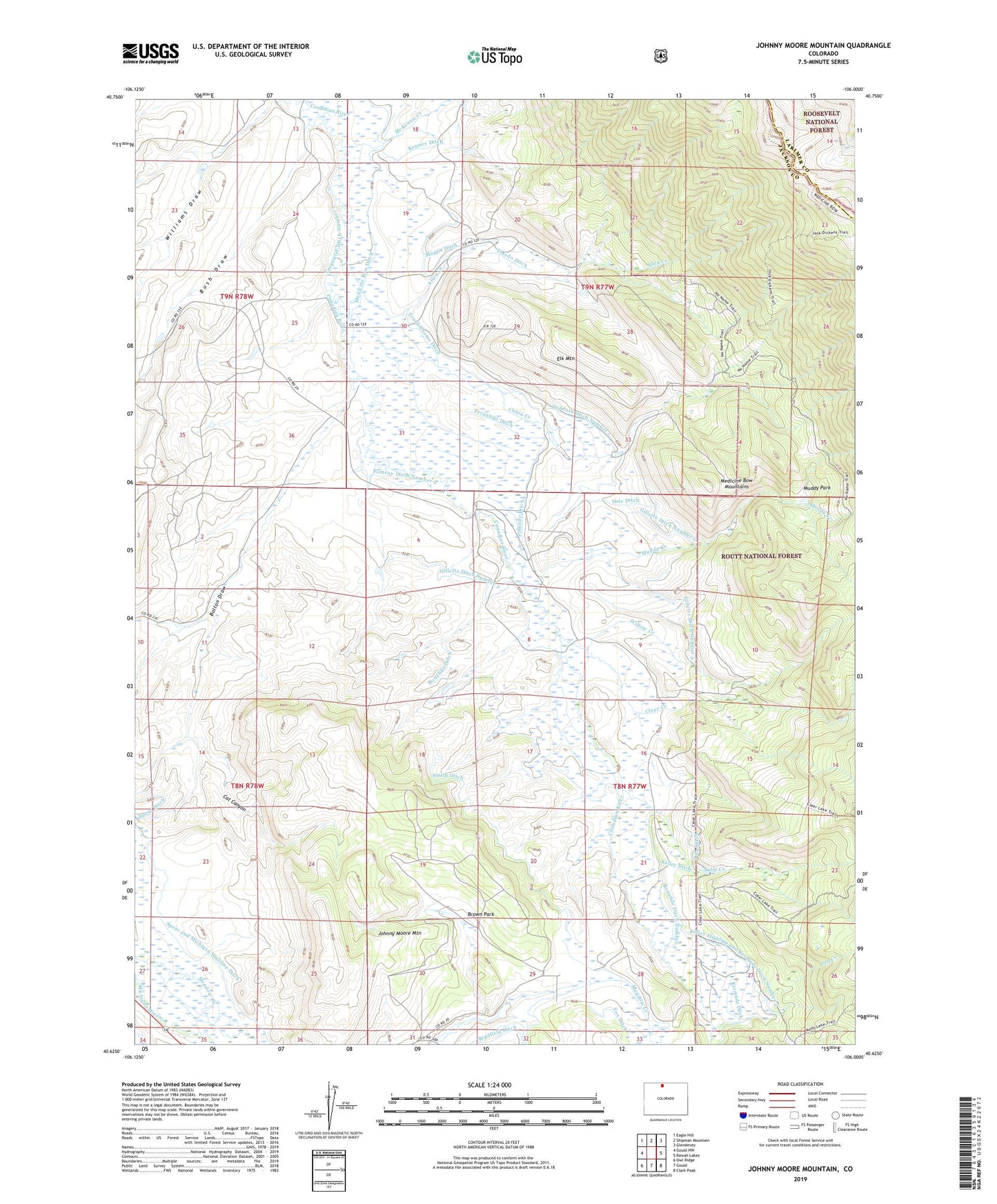 Johnny Moore Mountain Colorado US Topo Map Image