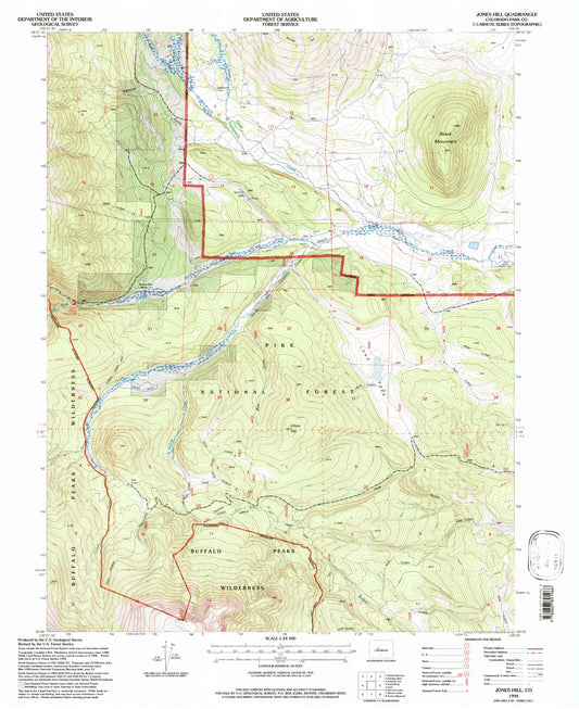Classic USGS Jones Hill Colorado 7.5'x7.5' Topo Map Image