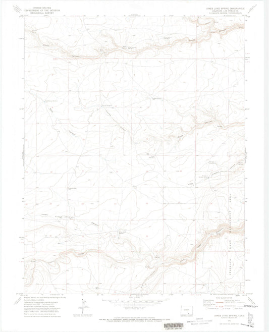 Classic USGS Jones Lake Spring Colorado 7.5'x7.5' Topo Map Image
