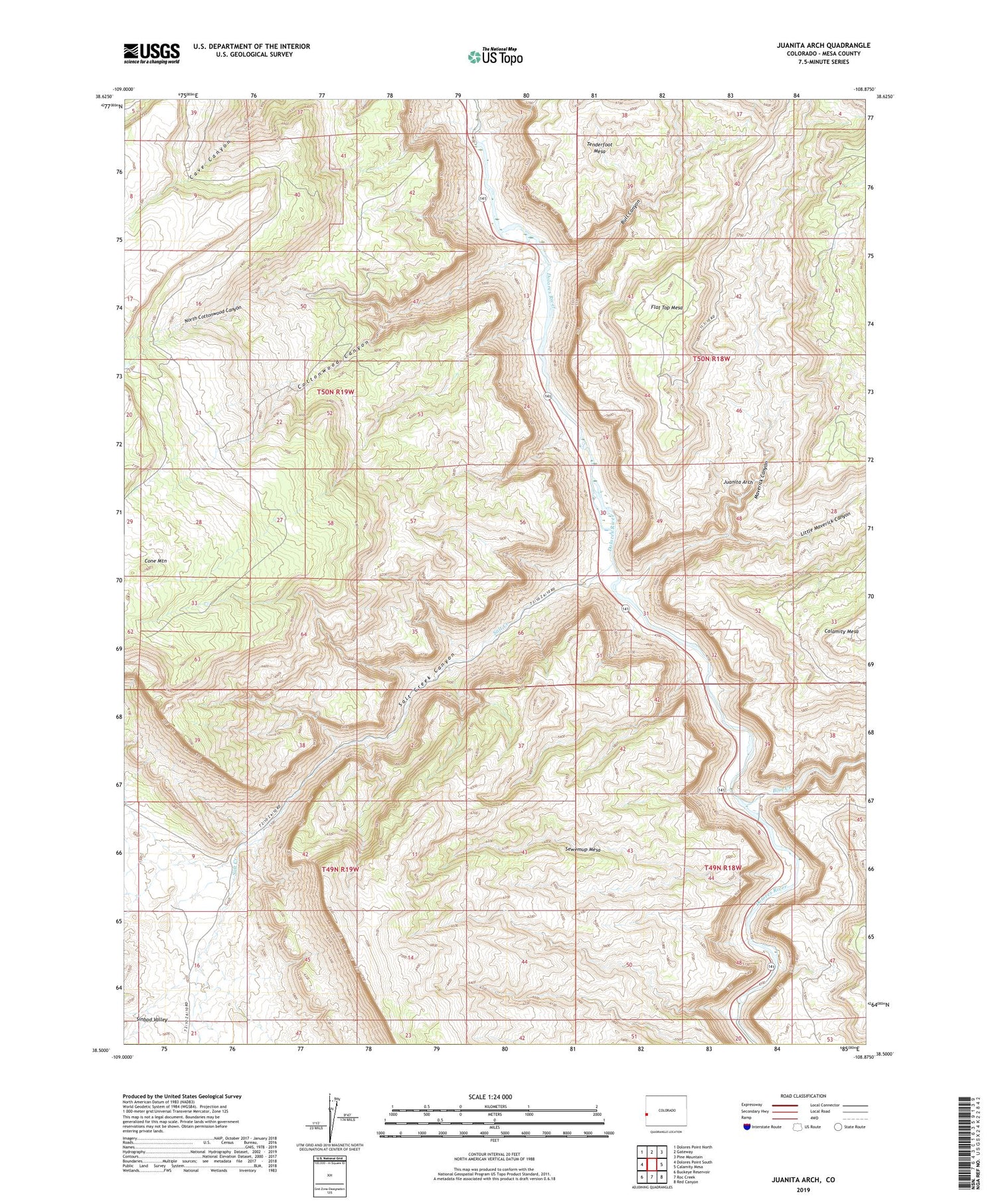 Juanita Arch Colorado US Topo Map Image