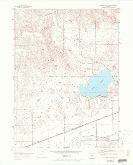 Classic USGS Julesburg Reservoir Colorado 7.5'x7.5' Topo Map Image