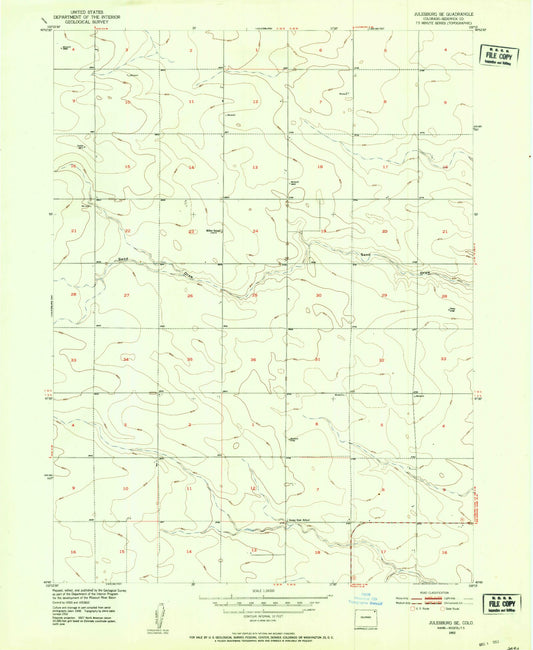 Classic USGS Julesburg SE Colorado 7.5'x7.5' Topo Map Image