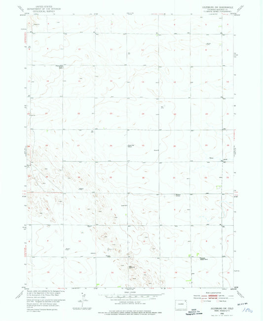 Classic USGS Julesburg SW Colorado 7.5'x7.5' Topo Map Image