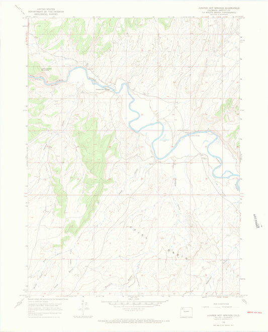 Classic USGS Juniper Hot Springs Colorado 7.5'x7.5' Topo Map Image