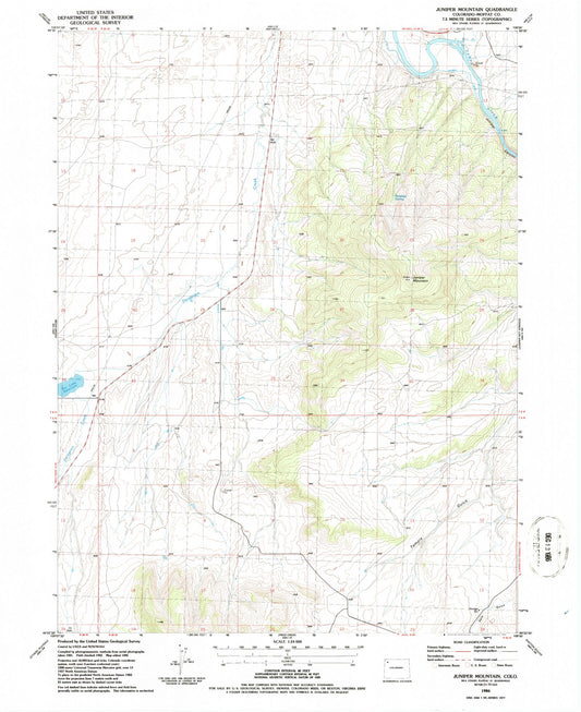Classic USGS Juniper Mountain Colorado 7.5'x7.5' Topo Map Image