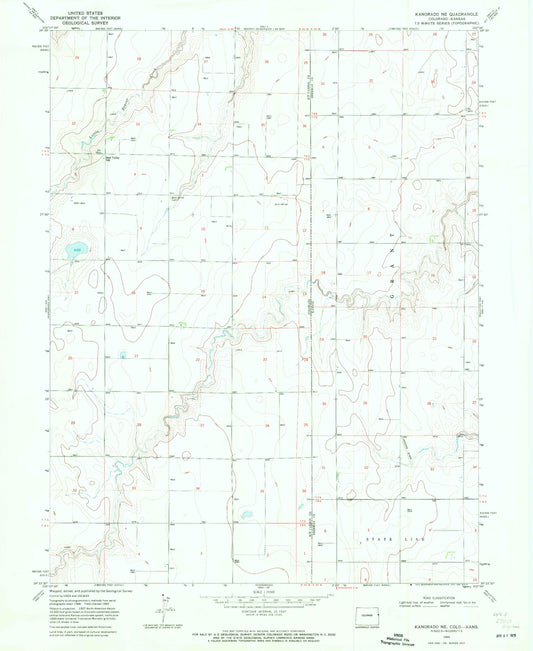 Classic USGS Kanorado NE Colorado 7.5'x7.5' Topo Map Image