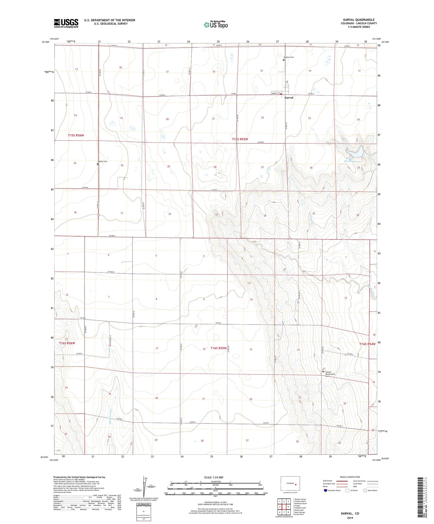 Karval Colorado US Topo Map Image