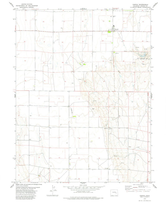Classic USGS Karval Colorado 7.5'x7.5' Topo Map Image