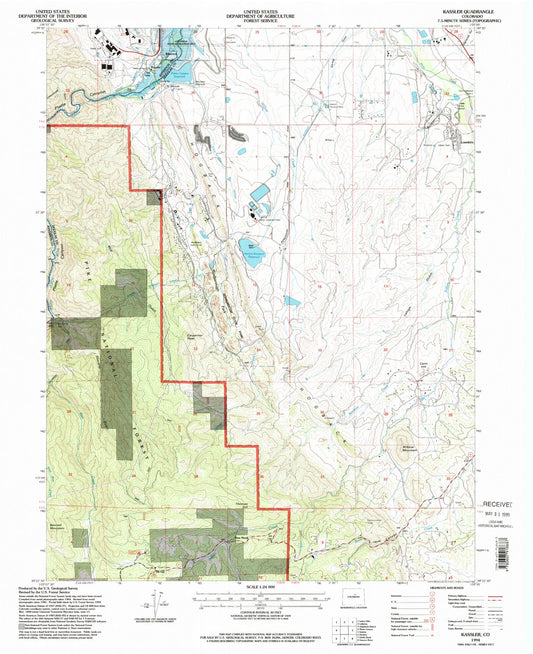 Classic USGS Kassler Colorado 7.5'x7.5' Topo Map Image