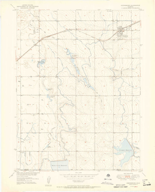 Classic USGS Keenesburg Colorado 7.5'x7.5' Topo Map Image