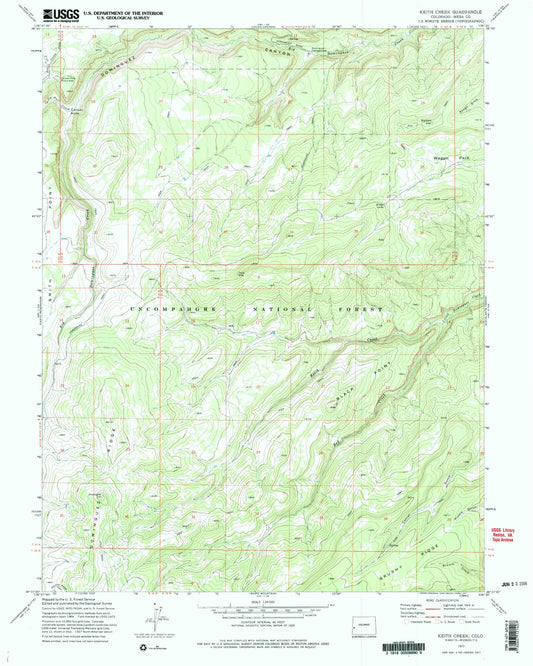 Classic USGS Keith Creek Colorado 7.5'x7.5' Topo Map Image