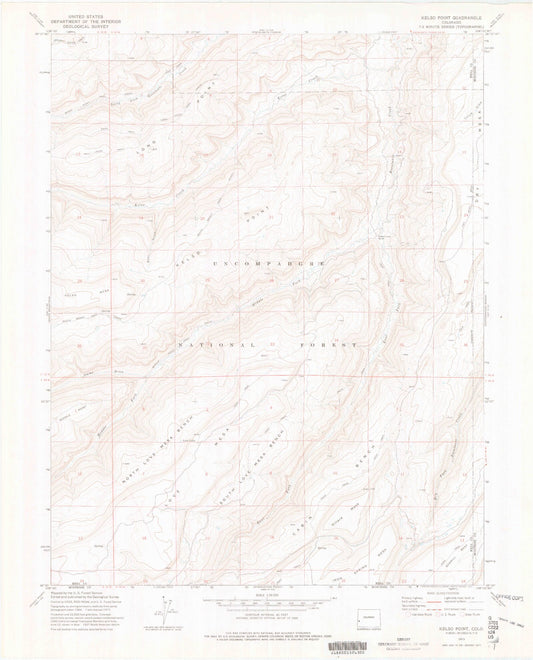Classic USGS Kelso Point Colorado 7.5'x7.5' Topo Map Image