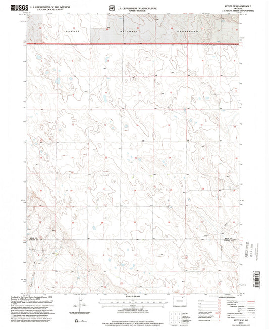 Classic USGS Keota SE Colorado 7.5'x7.5' Topo Map Image