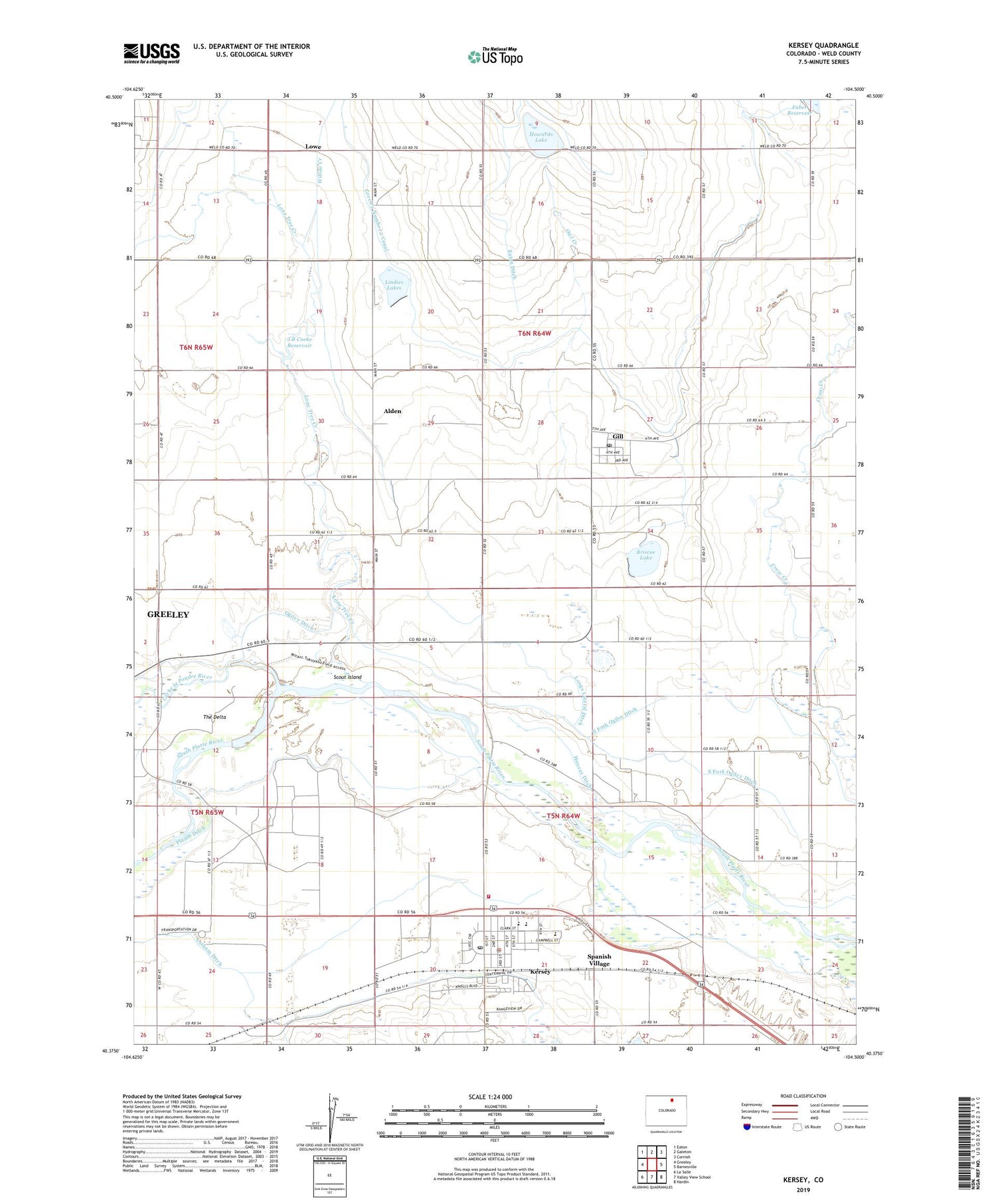 Kersey Colorado US Topo Map Image