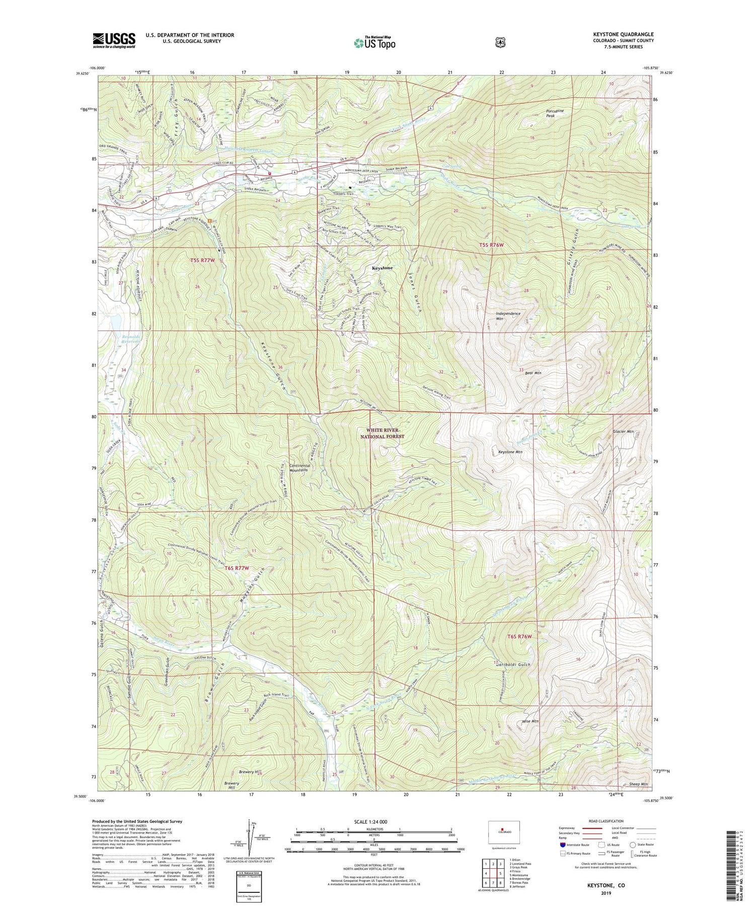 Keystone Colorado US Topo Map Image