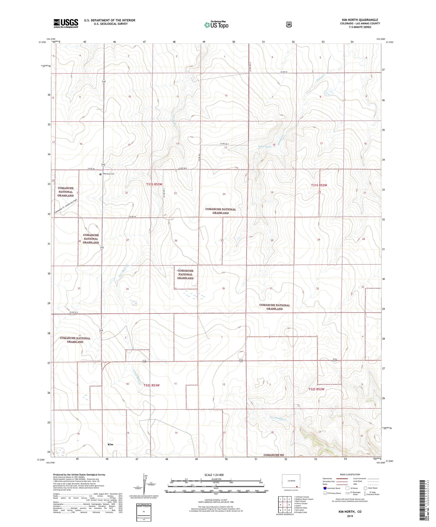Kim North Colorado US Topo Map Image