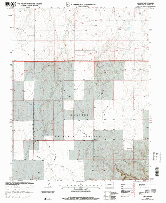 Classic USGS Kim North Colorado 7.5'x7.5' Topo Map Image