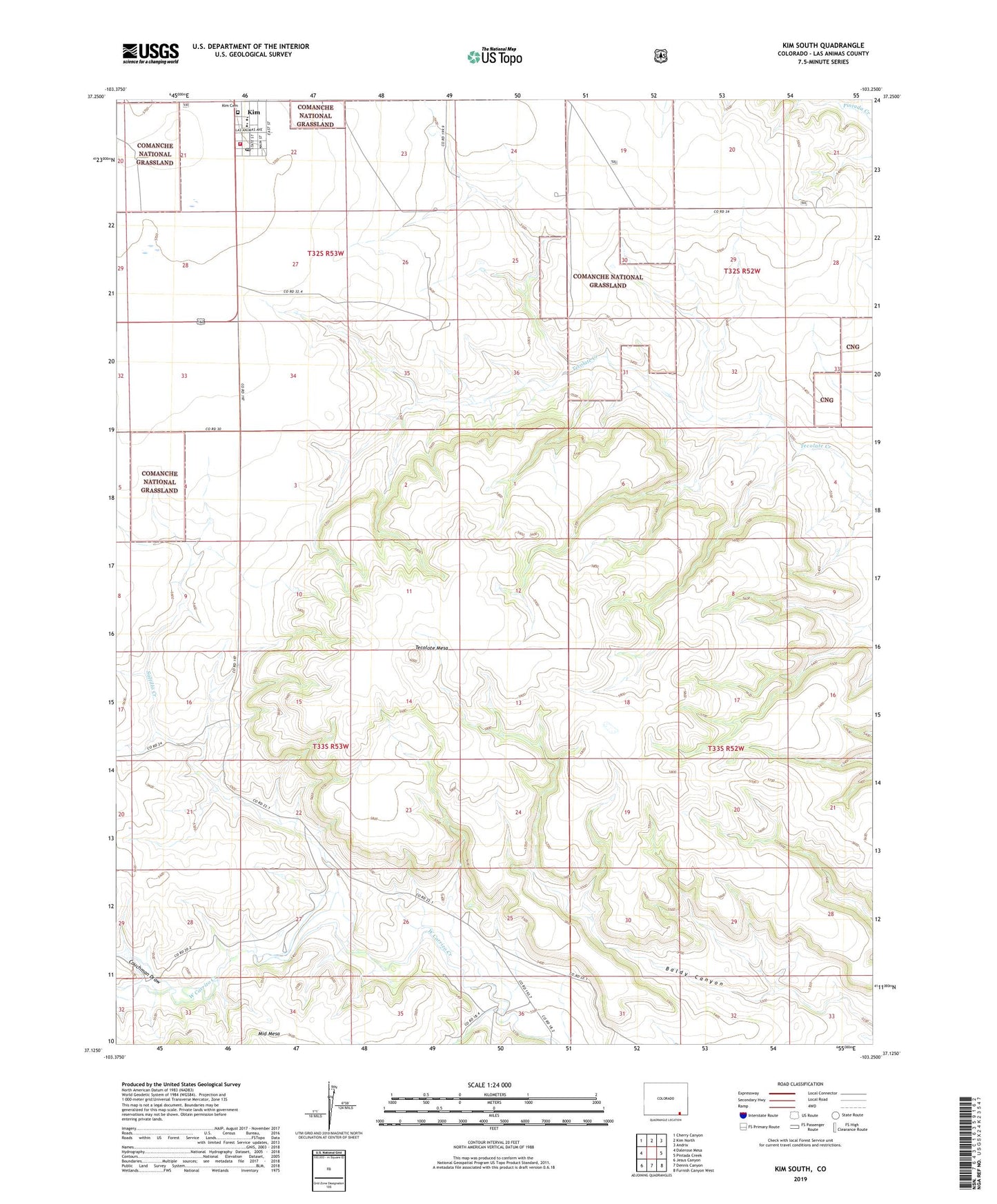 Kim South Colorado US Topo Map Image