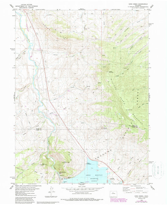 Classic USGS King Creek Colorado 7.5'x7.5' Topo Map Image