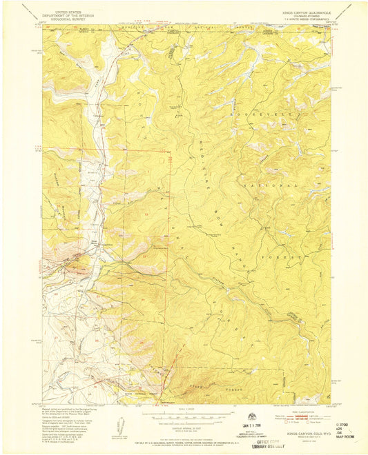 Classic USGS Kings Canyon Colorado 7.5'x7.5' Topo Map Image