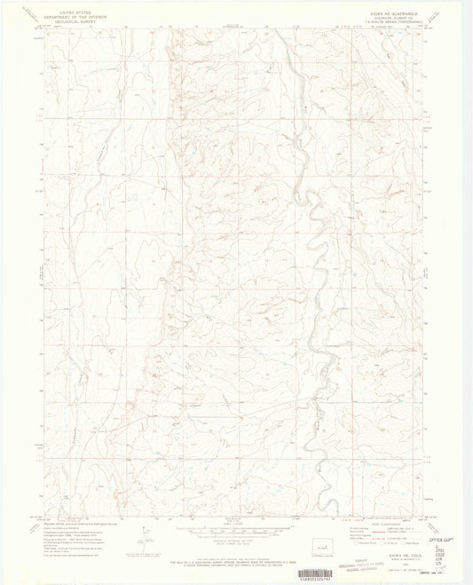 Classic USGS Kiowa NE Colorado 7.5'x7.5' Topo Map Image
