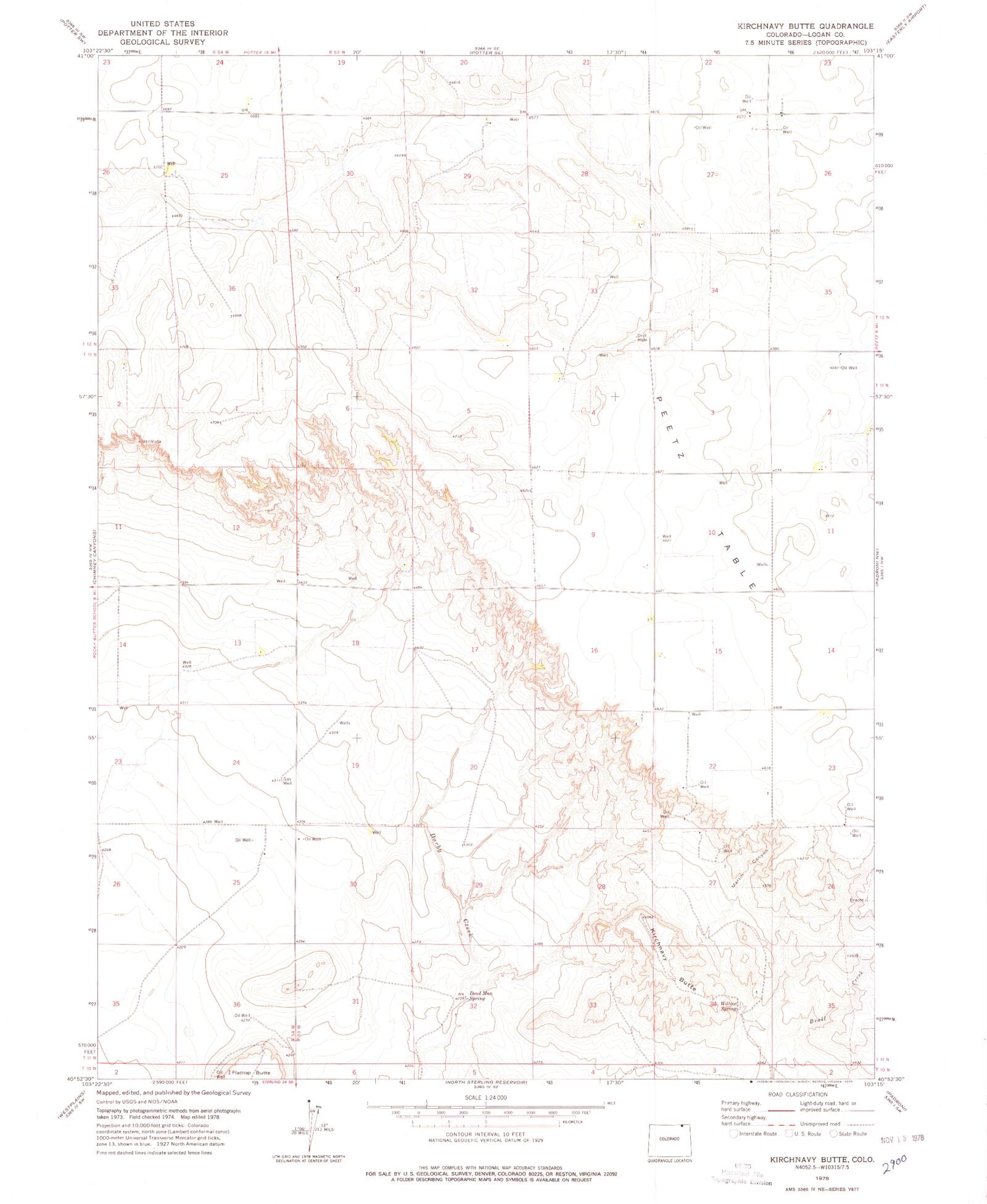 Classic USGS Kirchnavy Butte Colorado 7.5'x7.5' Topo Map MyTopo Map Store