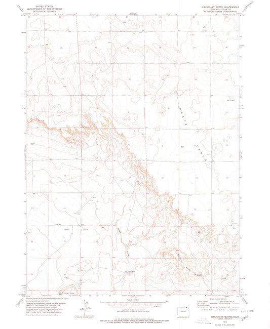 Classic USGS Kirchnavy Butte Colorado 7.5'x7.5' Topo Map Image
