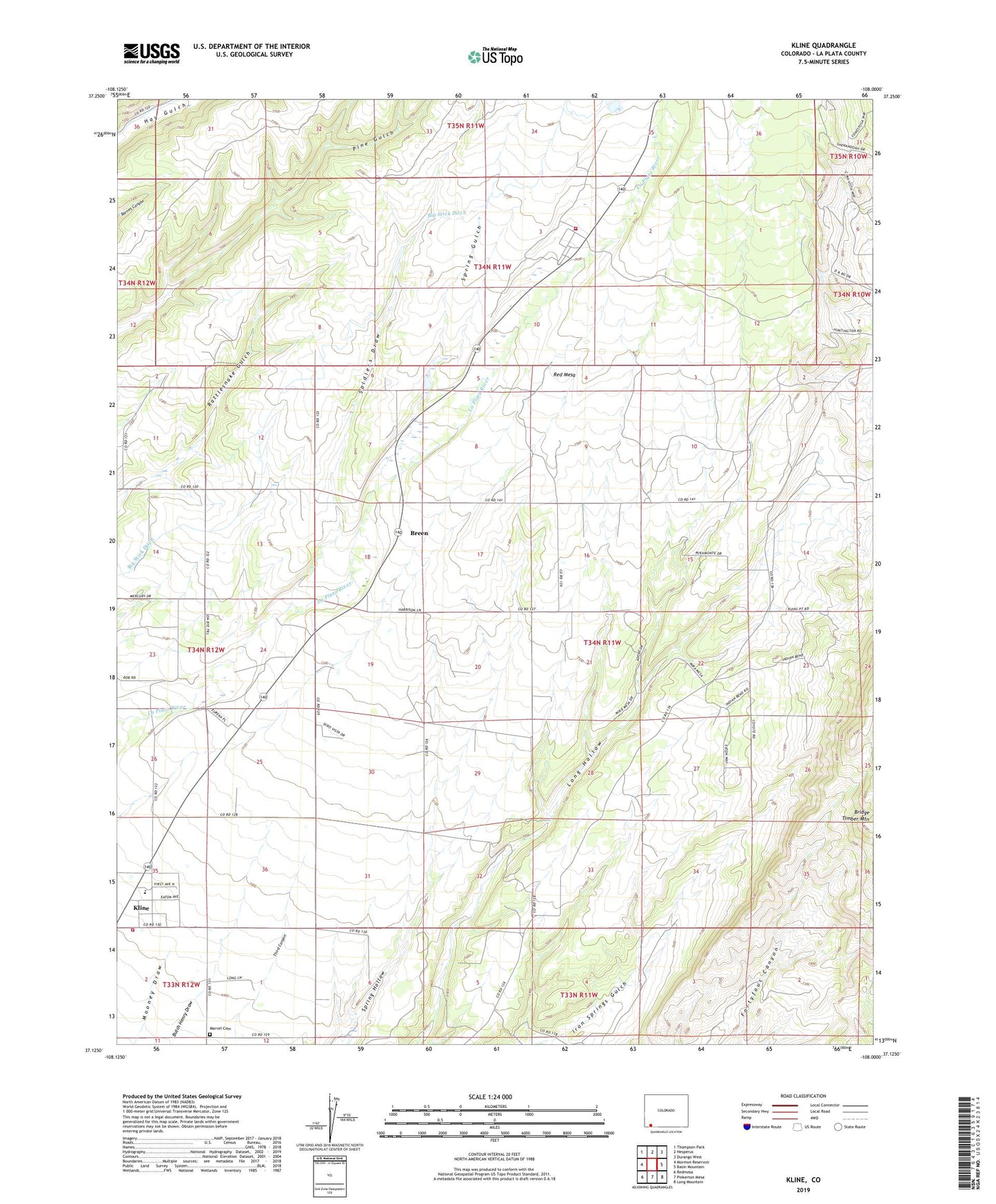 Kline Colorado US Topo Map Image